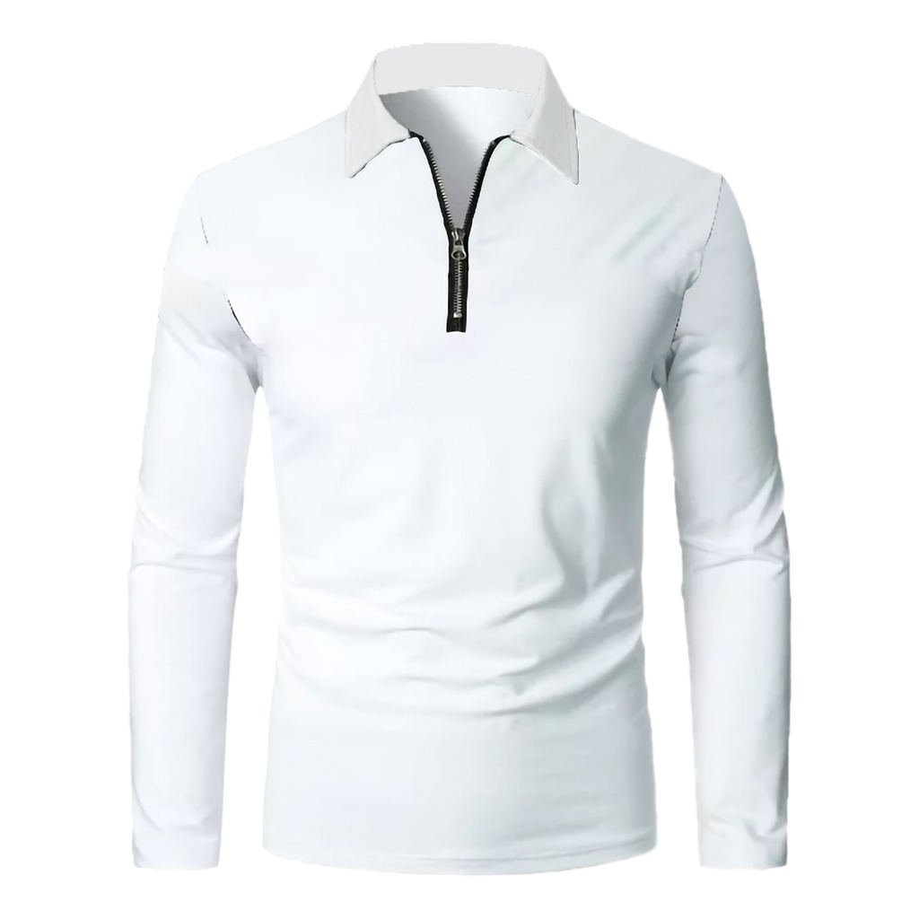Mens Zipper Polo Long Sleeve
